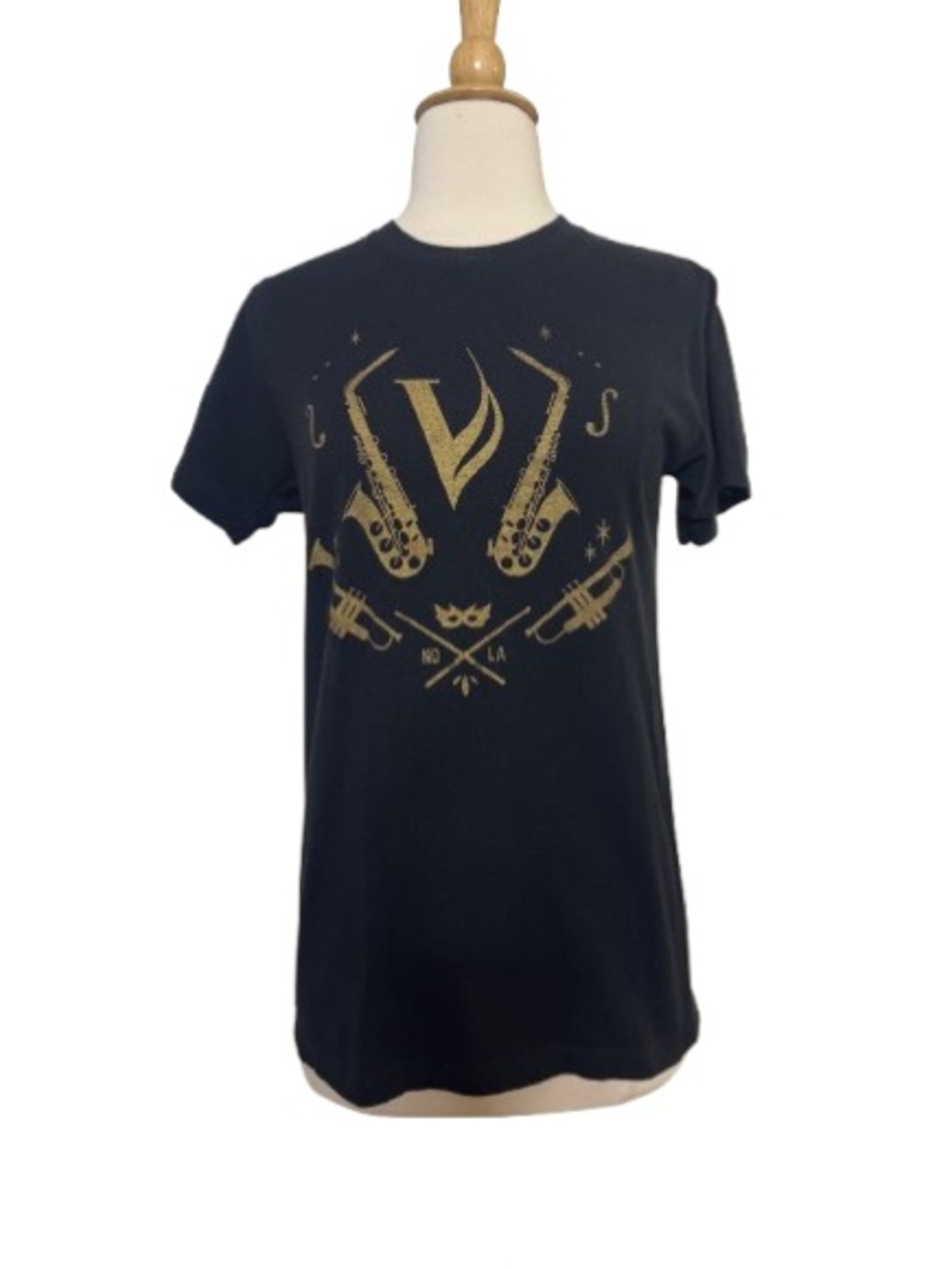 Music Festival Graphic Tee Black Gold Small